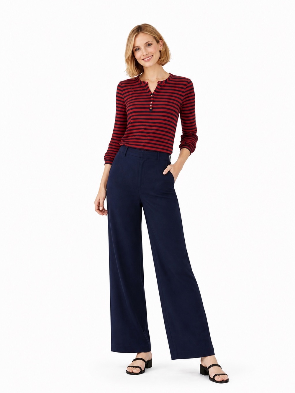 Outback Red Striped Long Sleeve Top - Red/Orange and Blue